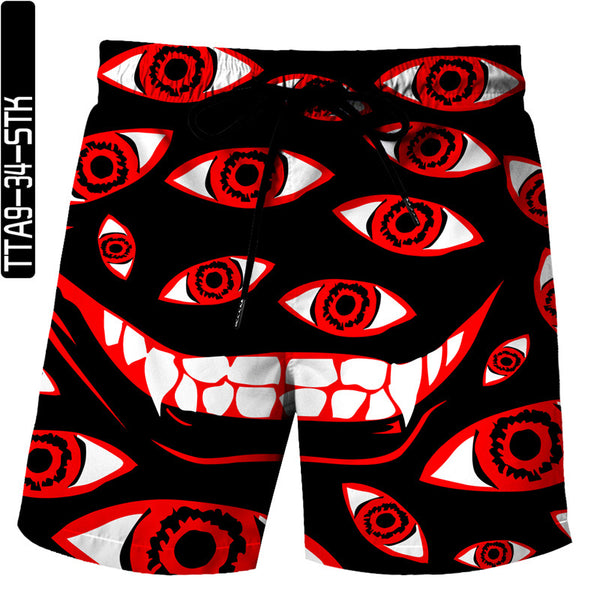 Pantalones Cortos Casuales con Patrón de Ojos Estampados en 3D