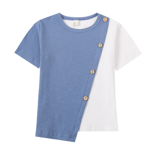 Camiseta Manga Corta con Contraste Irregular - Image 3