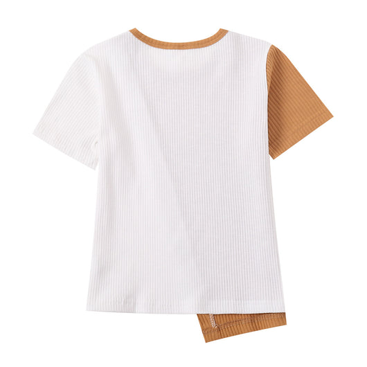 Camiseta Manga Corta con Contraste Irregular - Image 4
