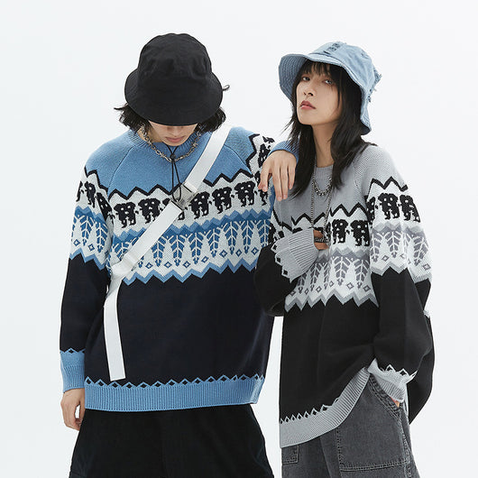 Suéter Cuello Redondo Tide Japonés para Pareja - Estilo Nacional Unisex - Image 11