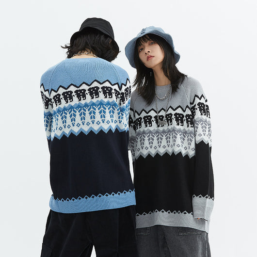 Suéter Cuello Redondo Tide Japonés para Pareja - Estilo Nacional Unisex - Image 9