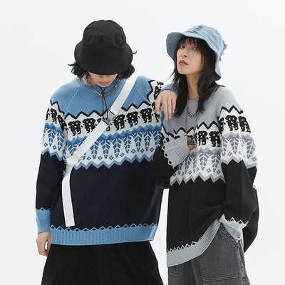 Suéter Cuello Redondo Tide Japonés para Pareja - Estilo Nacional Unisex