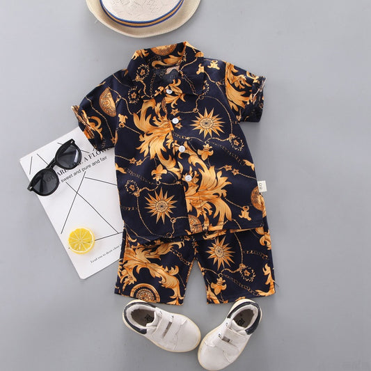 Conjunto Infantil Estampado Floral - Camisa y Pantalones Cortos para Niños