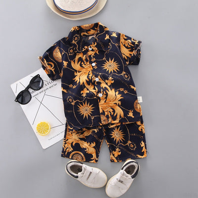 Conjunto Infantil Estampado Floral - Camisa y Pantalones Cortos para Niños