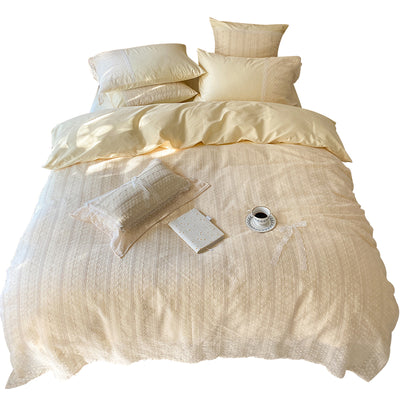 Juego de Sábanas de Algodón Pima Crema con Encaje - 4 Piezas Premium - Image 10
