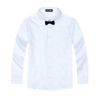 Camisa Formal Infantil Estilo Británico con Pajarita - Algodón Puro para Niño - Image 8