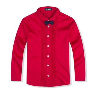 Camisa Formal Infantil Estilo Británico con Pajarita - Algodón Puro para Niño - Image 9
