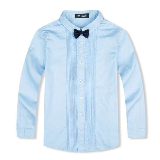 Camisa Formal Infantil Estilo Británico con Pajarita - Algodón Puro para Niño - Image 4