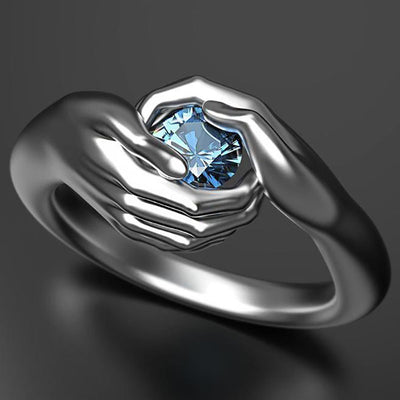 Anillo de Compromiso Zirconia Azul Cristal - Joya Elegante Plateada para Mujer - Image 9