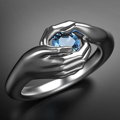 Anillo de Compromiso Zirconia Azul Cristal - Joya Elegante Plateada para Mujer - Image 8