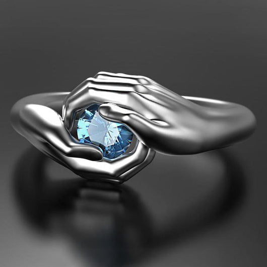 Anillo de Compromiso Zirconia Azul Cristal - Joya Elegante Plateada para Mujer - Image 5