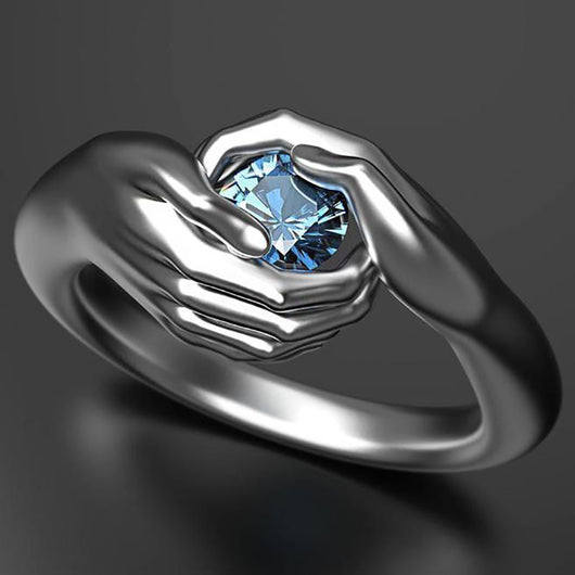 Anillo de Compromiso Zirconia Azul Cristal - Joya Elegante Plateada para Mujer - Image 4