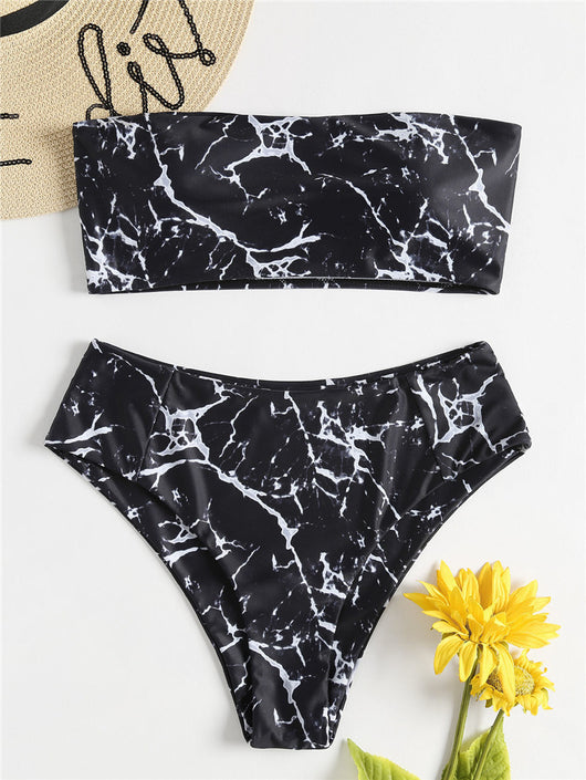 Conjunto de Baño de Cintura Alta y Top sin Tirantes con Degradado - Image 8