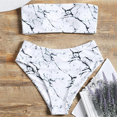 Conjunto de Baño de Cintura Alta y Top sin Tirantes con Degradado - Image 5
