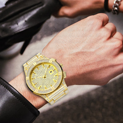 Reloj Británico de Lujo para Hombre con Diamantes y Aleación Resistente al Agua