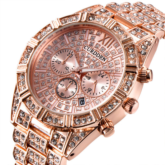 Reloj de Hombre Elegante con Calendario y Diamantes - Cuarzo Aleación - Image 5