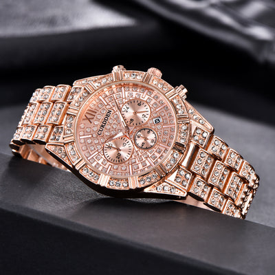 Reloj de Hombre Elegante con Calendario y Diamantes - Cuarzo Aleación - Image 4