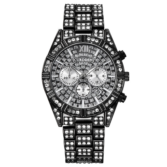 Reloj de Hombre Elegante con Calendario y Diamantes - Cuarzo Aleación