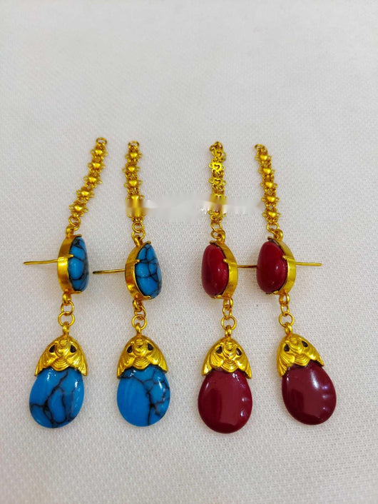 Aretes de Cadena con Bolitas Chapadas en Oro - Resistentes al Deslustre - Image 7