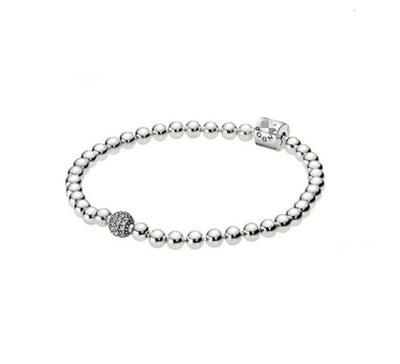 Pulsera de Plata 925 Baño de Oro Rosa con Diamantes y Cadena de Bolitas - Image 10