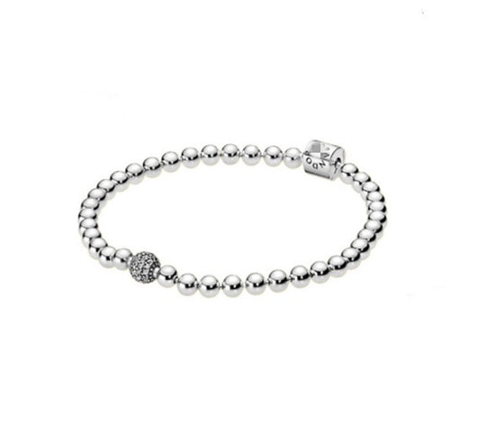 Pulsera de Plata 925 Baño de Oro Rosa con Diamantes y Cadena de Bolitas - Image 10