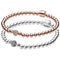 Pulsera de Plata 925 Baño de Oro Rosa con Diamantes y Cadena de Bolitas