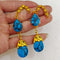 Blue Gold-plated Ball Ear Chain Earrings That Do Not Fade