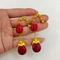 Red Gold-Plated Ball Ear Chain Earrings Do Not Fade