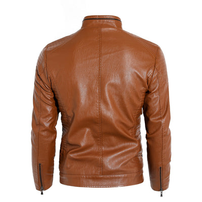 Chaqueta de Cuero PU para Motociclista con Cuello Alzado - Image 8