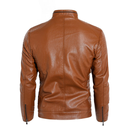 Chaqueta de Cuero PU para Motociclista con Cuello Alzado - Image 8