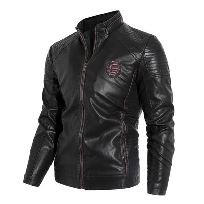 Chaqueta de Cuero PU para Motociclista con Cuello Alzado - Image 9