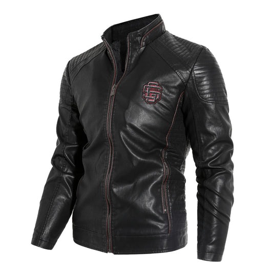 Chaqueta de Cuero PU para Motociclista con Cuello Alzado - Image 2