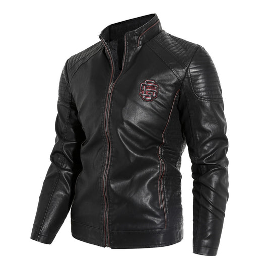 Chaqueta de Cuero PU para Motociclista con Cuello Alzado - Image 2
