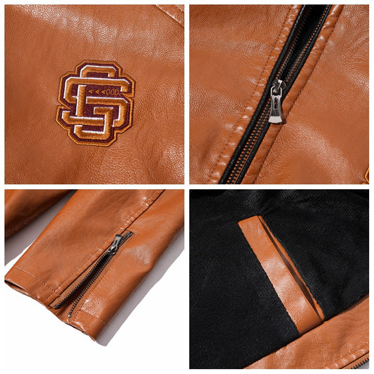 Chaqueta de Cuero PU para Motociclista con Cuello Alzado - Image 5