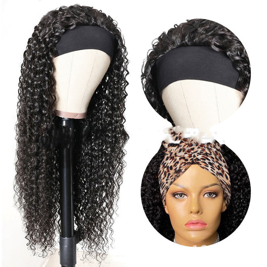 Peluca Larga Ondulada con Banda Turbante - Cabello Rizado Natural - Image 5