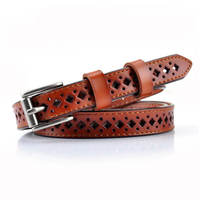 Cinturón de Cuero Retro Hueco para Mujer - Diseño Clásico Cowhide - Image 10