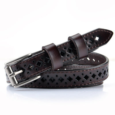 Cinturón de Cuero Retro Hueco para Mujer - Diseño Clásico Cowhide - Image 4