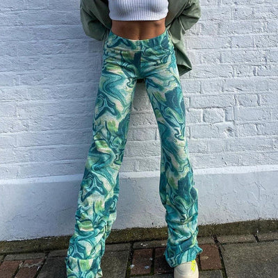 Pantalones Abstractos Plisados de Diseño Europeo Americano - Image 9