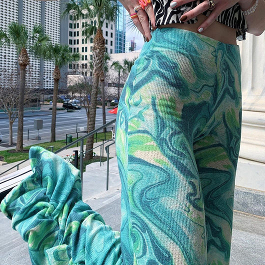 Pantalones Abstractos Plisados de Diseño Europeo Americano - Image 3