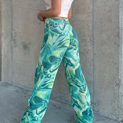 Pantalones Abstractos Plisados de Diseño Europeo Americano - Image 4