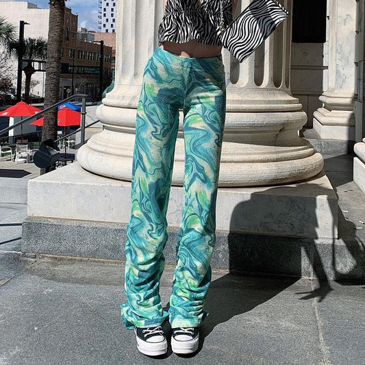 Pantalones Abstractos Plisados de Diseño Europeo Americano - Image 2