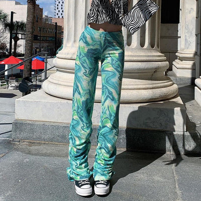 Pantalones Abstractos Plisados de Diseño Europeo Americano - Image 2