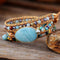 Pulsera de Cuero Tejida a Mano con Piedra Tianhe Natural