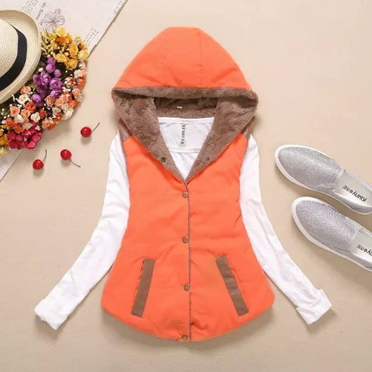 Chaleco Acolchado Terciopelo para Mujer con Capucha - Colores Vibrantes - Image 9