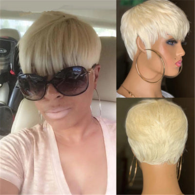 Peluca Corta Rubia Dorada Estilo Europeo Cabello Sintético Premium - Image 6