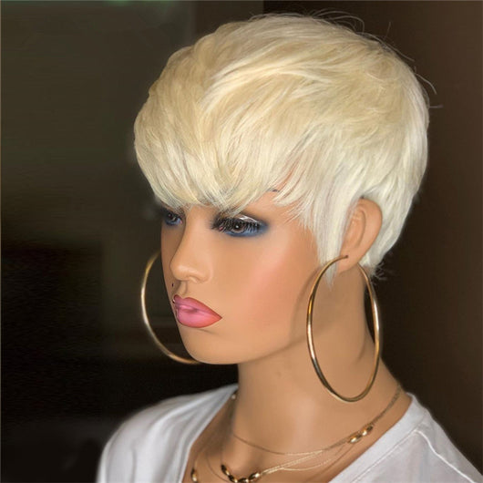 Peluca Corta Rubia Dorada Estilo Europeo Cabello Sintético Premium - Image 7