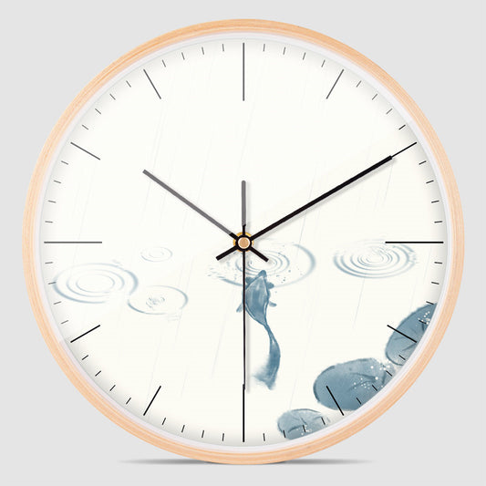 Reloj de Pared de Madera Maciza con Movimiento de Cuarzo para Dormitorio Infantil