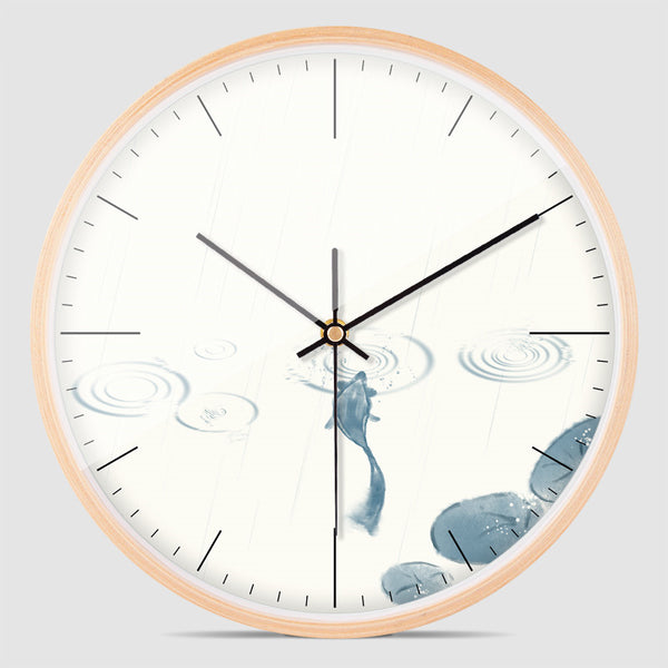 Reloj de Pared de Madera Maciza con Movimiento de Cuarzo para Dormitorio Infantil