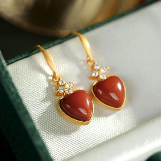 Aretes de Ágata Roja en Forma de Corazón - Joyería del Amor - Image 8