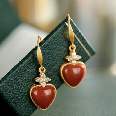 Aretes de Ágata Roja en Forma de Corazón - Joyería del Amor - Image 11